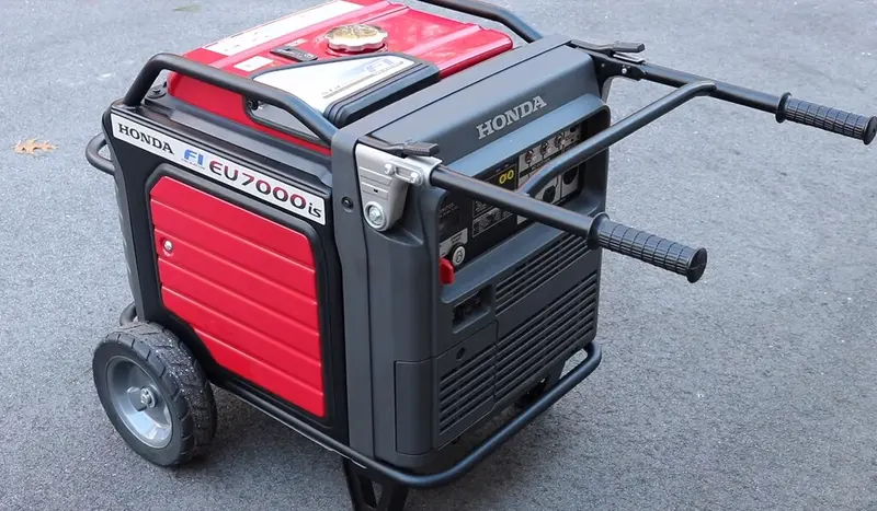 A Honda EU7000IS portable inverter generator on wheels
